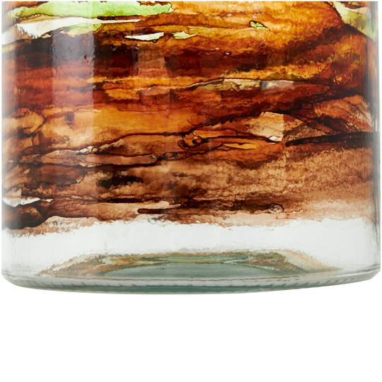 10" Clear & Brown Swirl Abstract Spanish Bottle Recycled Glass Vase